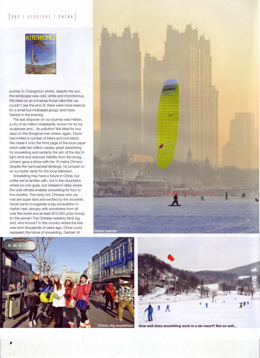 Kiteworld 78   Snowkite en Chine   janvier 2015  rider:Johann Civel